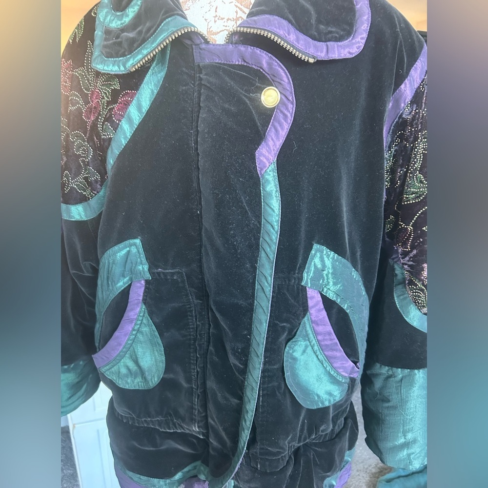 Current Seen Vintage 80s/90s Puffy Velvet Sheen Winter Coat Size 18W - Picture 3 of 14